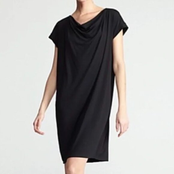 NWT Eileen Fisher Draped Front K/L Dress Grey Short Sleeve Size S - Picture 1 of 15